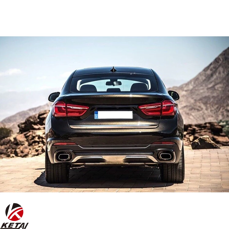 X6 Square Style Stainless Steel Rear Diffuser With Tail Pipe For BMW X6 F16