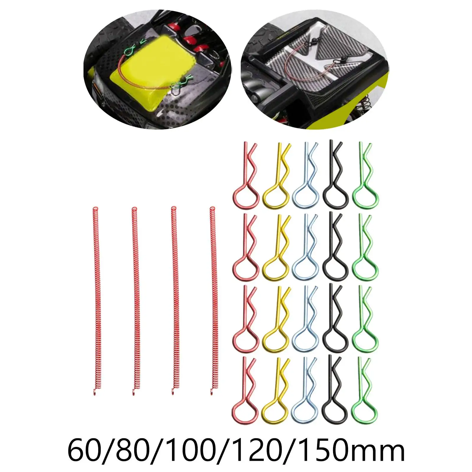 20x RC Body Clips and Anti Lost Ropes Replacement Spare Parts for 1/8 1/10 1/12 1/16 RC Model Accs DIY Parts Replacement