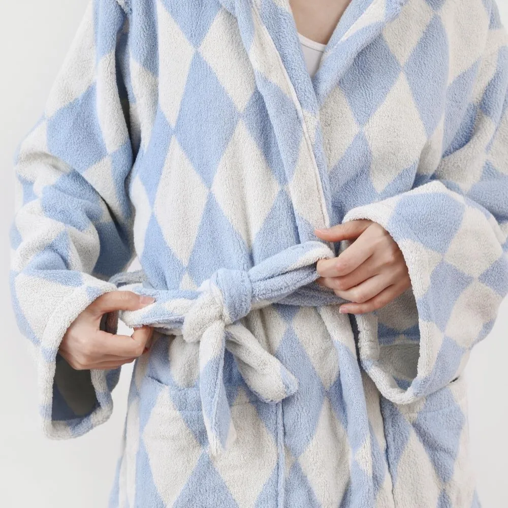 Retro Striped Pure Cotton Bathrobe Yarn Dyed Soft Water-absorbent Bathroom Towels Cotton Combed Beach Wearable Bathrobe Adult