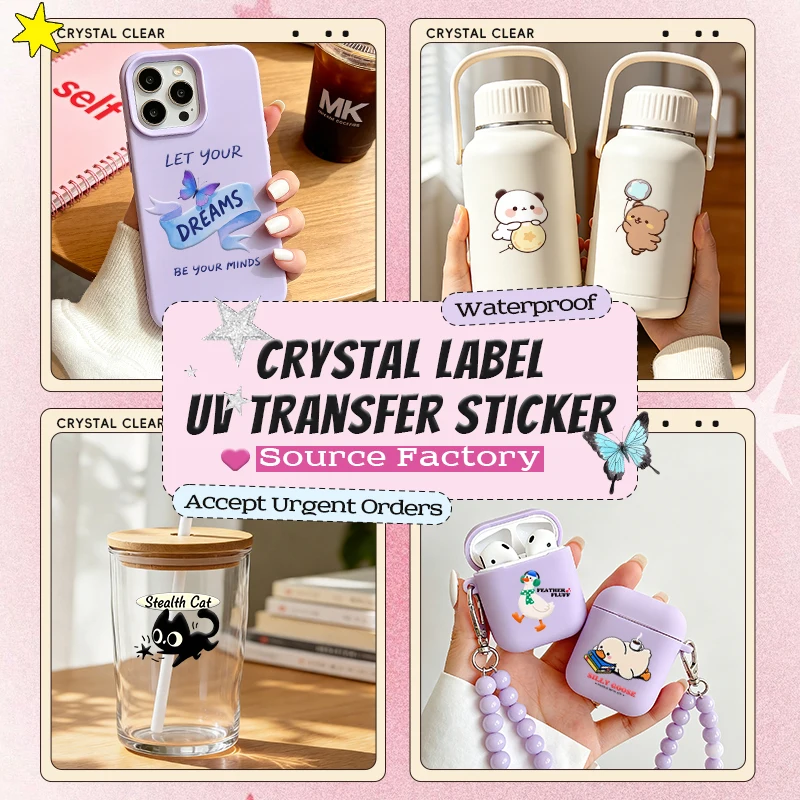 Personalized Custom UV Sticker, Cold Transfer Crystal Decal, Waterproof Scratch Resistant Adhesive for Hard Material