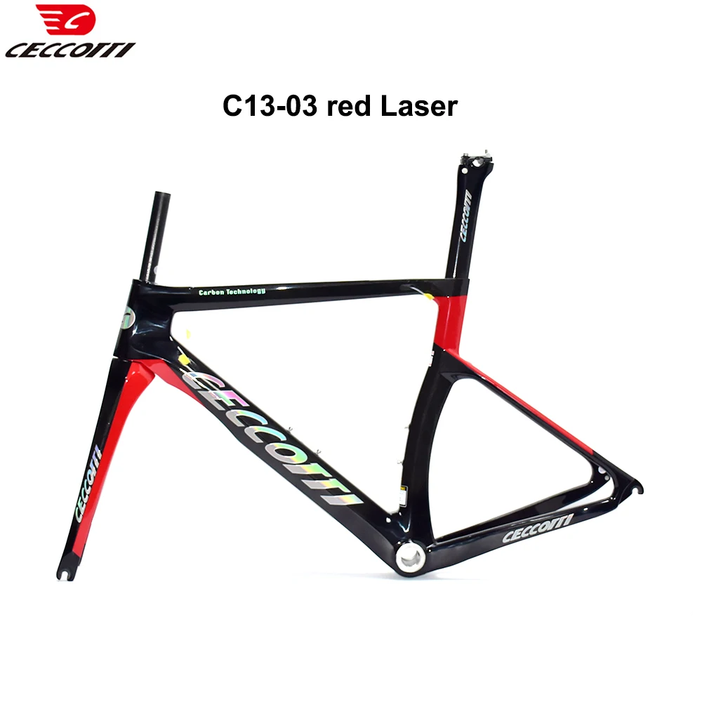 CECCOTTI-Reflective Logo Carbon Bike Frame, Fits 700C Wheel and 25mm Tires, Road Bicycle Frameset, Laser Logo