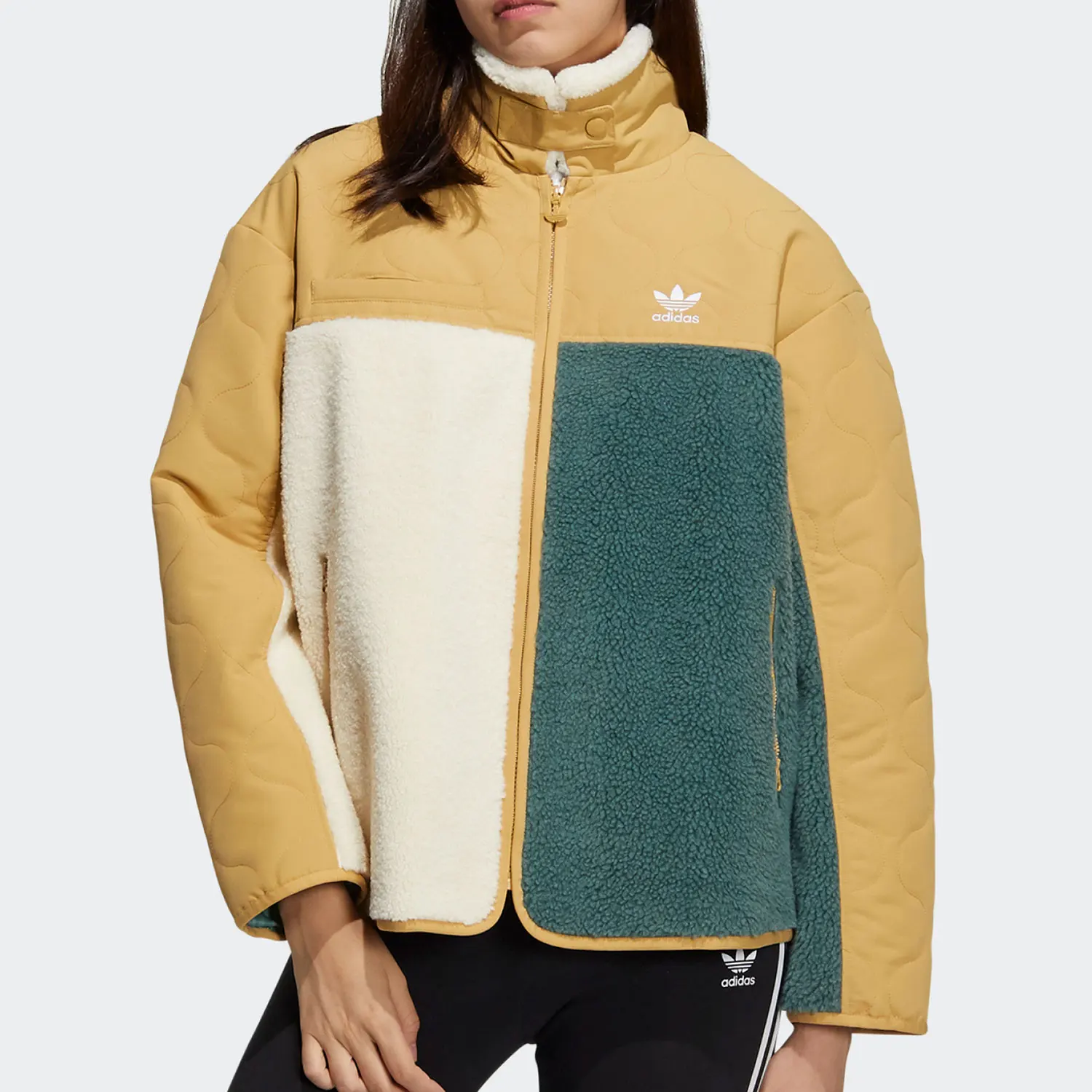

Adidas genuine clover women's spliced lamb fleece warm jacket HE6586