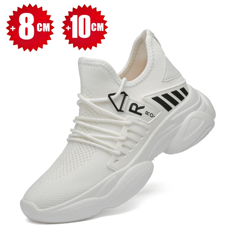 

Unisex Thick Bottom Flying Weaving Running Shoes Men 8/10cm Height Increase Causal Sneakers Women Non-Slip Sports Walking Shoes