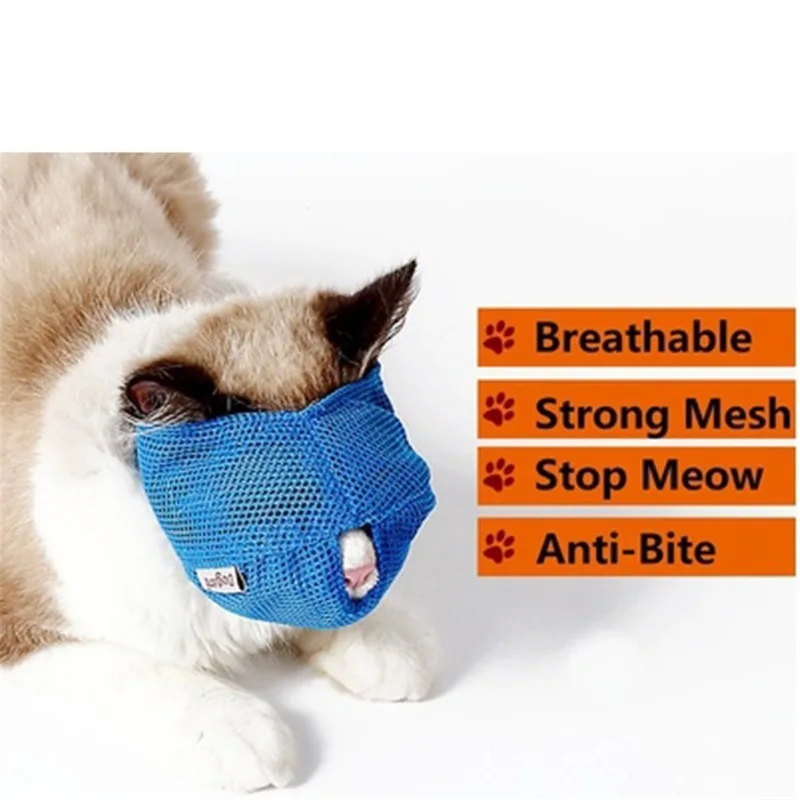 Pet Cats Anti Bite Muzzles Breathable Mesh Cat Travel Tool Bath Beauty Grooming Supplies Cat Bathing Bag Pet Cat Muzzle Procucts