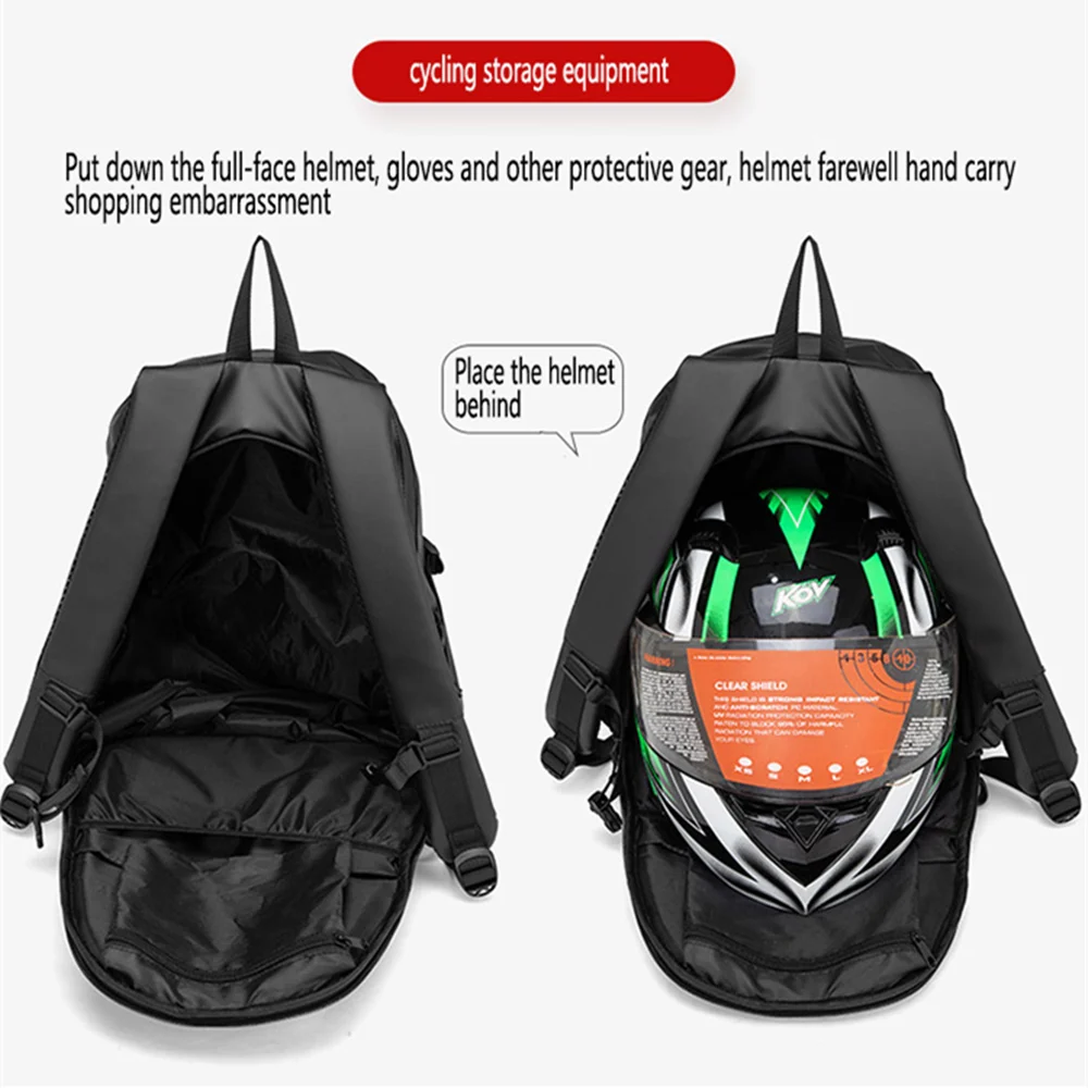 Classic Universal Black reflective safety motorcycle Riding Backpack helmet Storage waterproof travel backpack