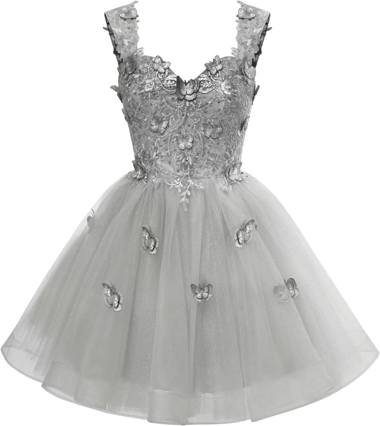 

3D Butterfly Homecoming Dresses 2025 for Teens Off Shoulder Glitter Tulle Short Prom Dresses Above Knee , Mini