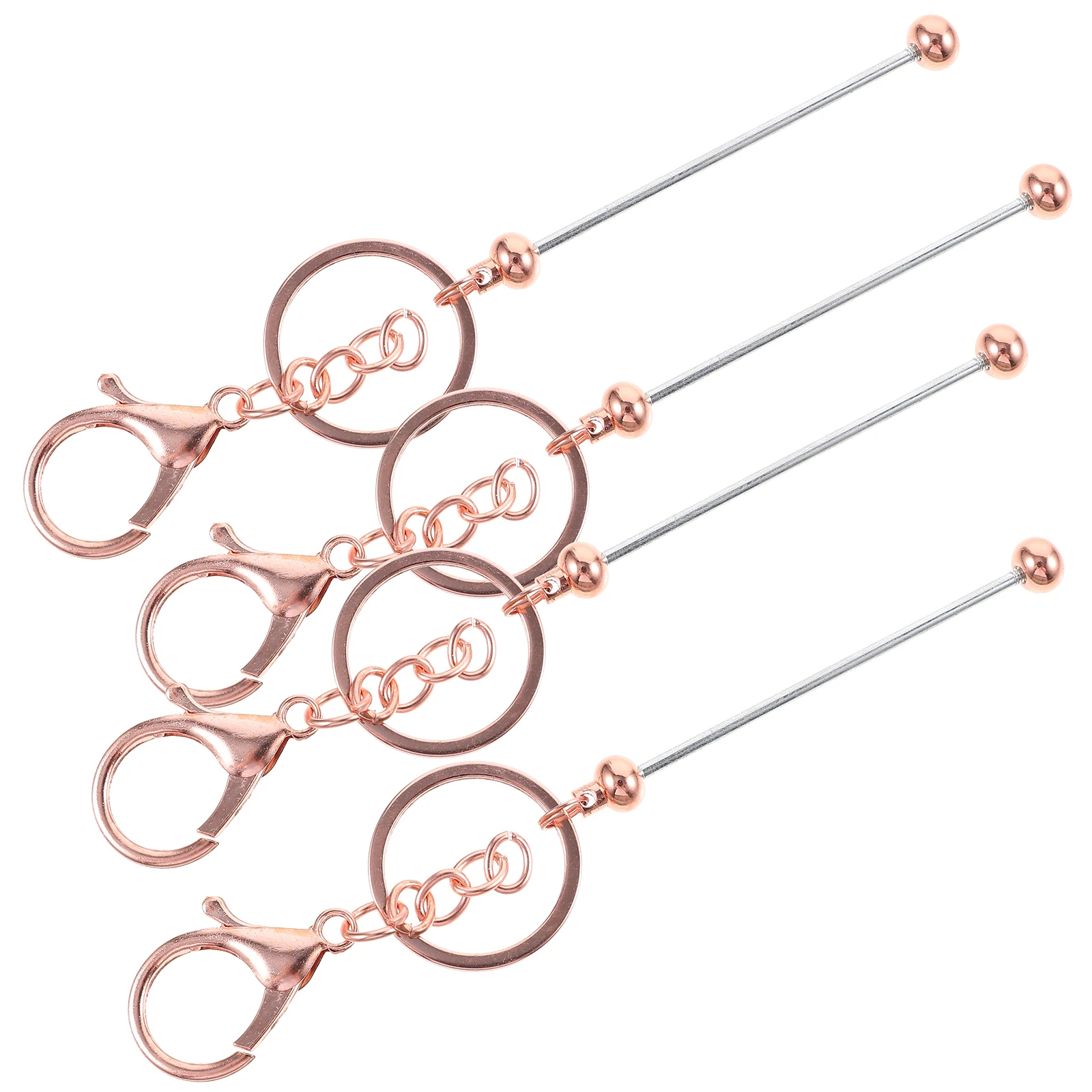 

4 Pcs Beadable Keychain Bar DIY Metal Stainless Steel Keychains for Handbags Shoes Clip Crafting Kit Beaded Accessories