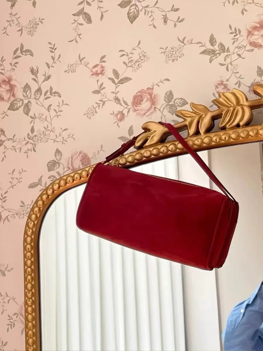 genuine leather 90s pen bag 2026 new female luxury design soft cowhide mini shoulder crossbody bag suede fashion ladies handbag