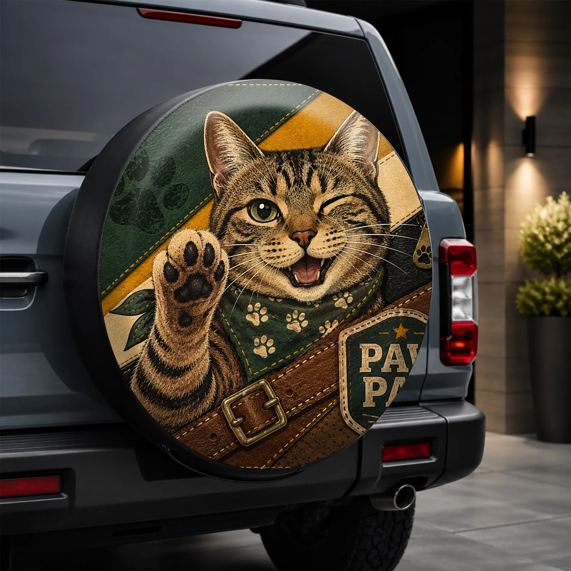 1pc 1pcs Cute Cat Print Car Tire Cover & Wheel Protector Suitable For Daily Commute, Road Trips, Camping - Spare Tire Protector
