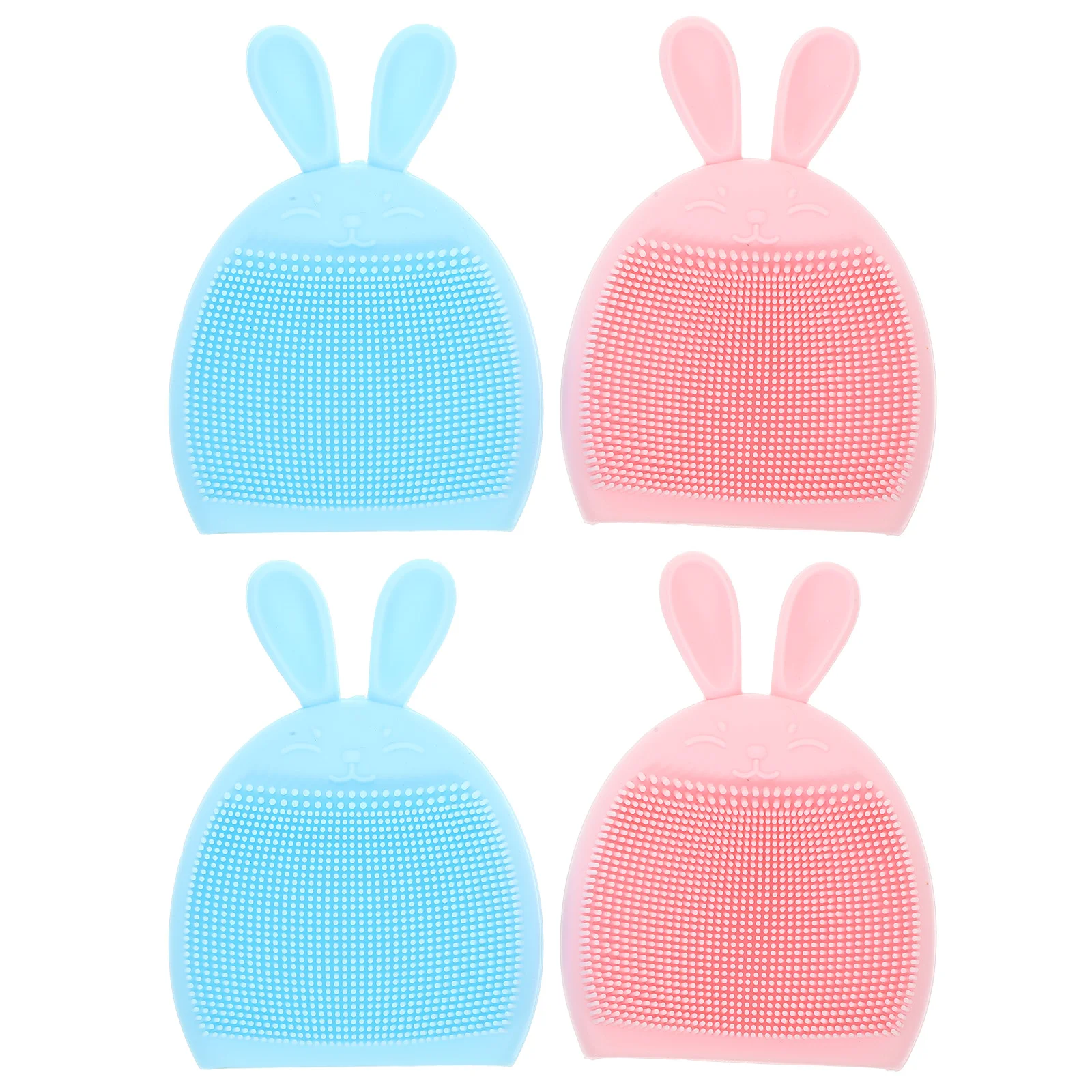 4-delige siliconen gezichtsreinigingsborstel Konijnontwerp Zachte exfoliërende gezichtsscrubber Gevoelige huid Draagbaar massagehulpmiddel Reizen