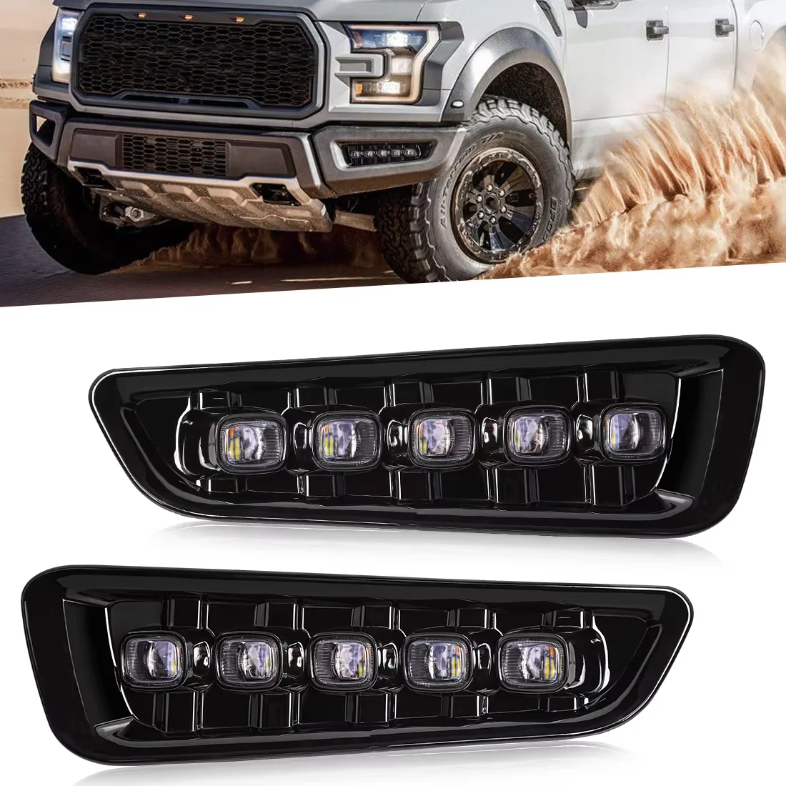 

For Ford Raptor F150 2017 2018 2019 2020 Led DRL Daytime Running Lights Fog Lamps Dynamic Turn Signal Daylights Car Accessories