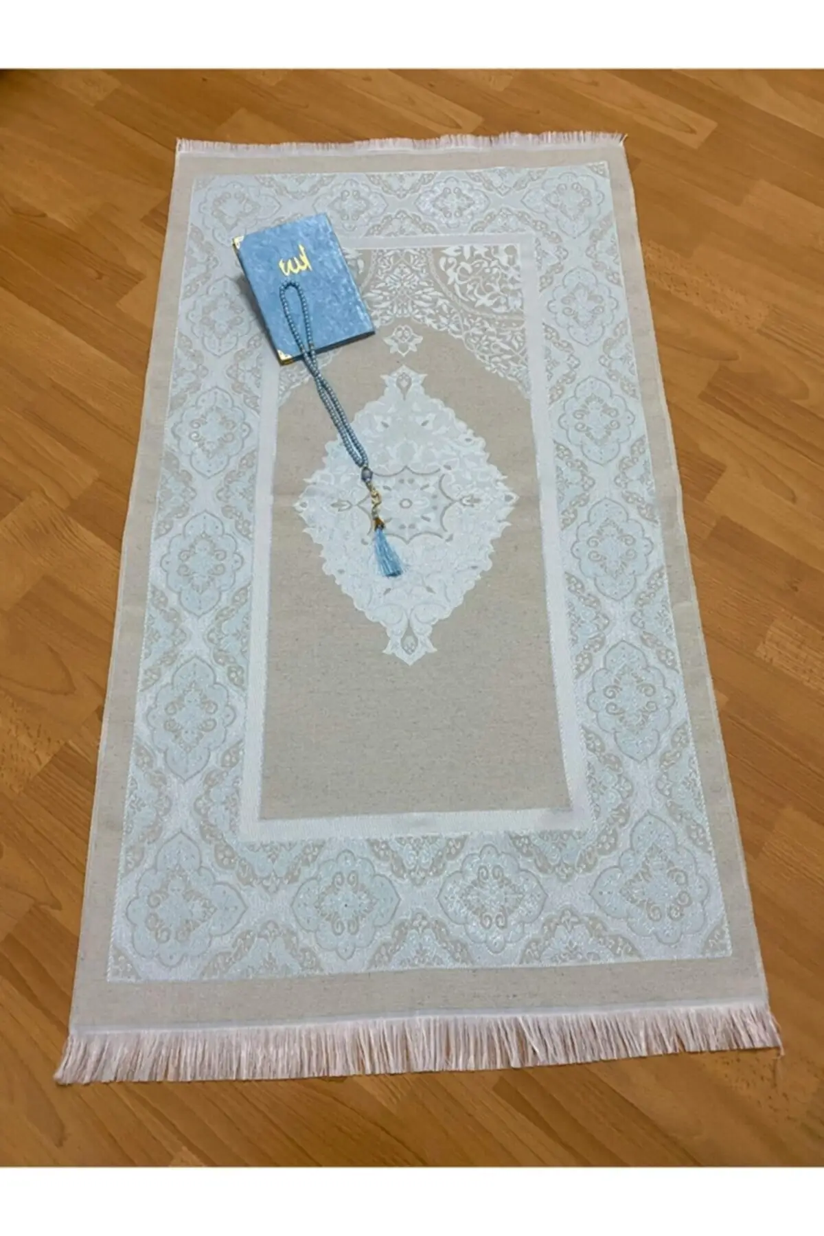 

DOLBOVI gift bohstolen taffed blue prayer Rug, Yasin, rosary set Meditation Rug