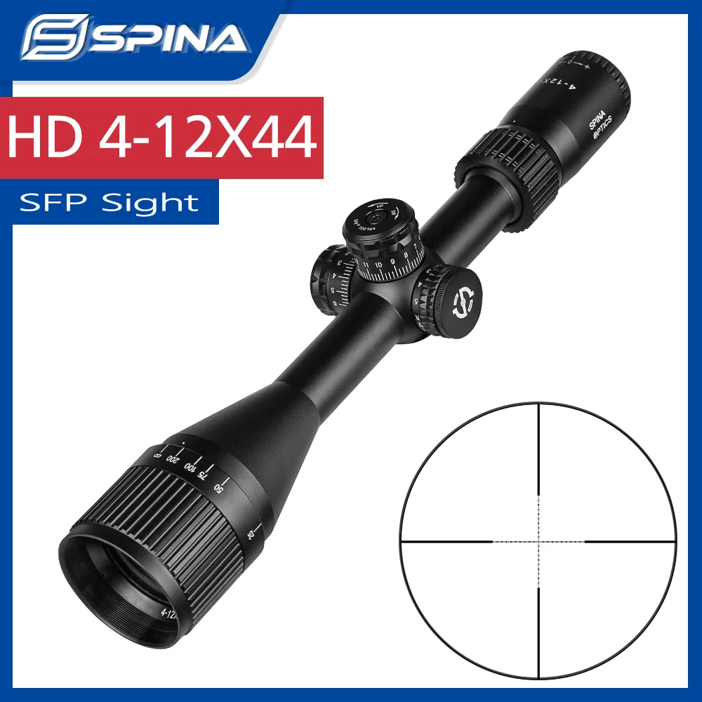 

SPINA OPTICS HD 4-12X44 Side Parallax Adjustable Mil Dot Red Green Reticle Illuminate Tactical Hunting Riflescope.556 22LR etc