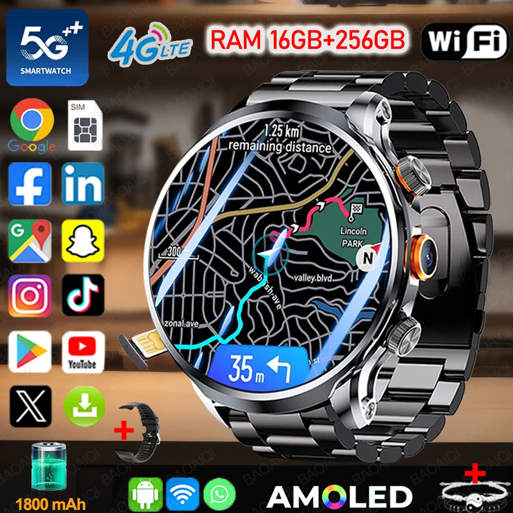 

Умные часы 5G/4G с AMOLED-экраном 1,95 дюйма, батареей 1880 мАч, 16 ГБ+256 ГБ памяти, HD-камерой, GPS, Wi-Fi, загрузкой приложений Google, Android 9.0