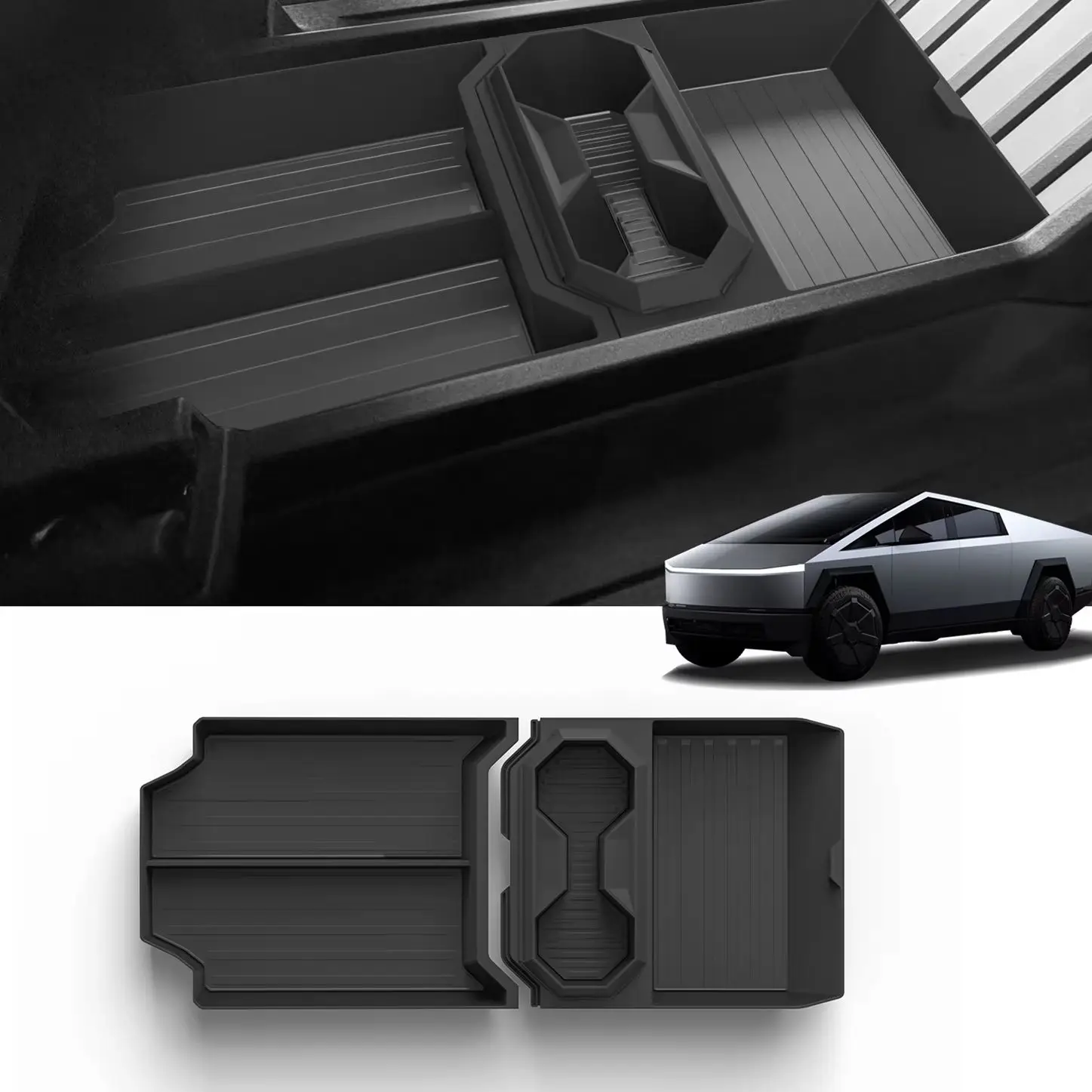 for Tesla Cybertruck 2024 2025 Center Console Lower Storage Box Car Accessories Drinks Holder Tray Organizer Tidying