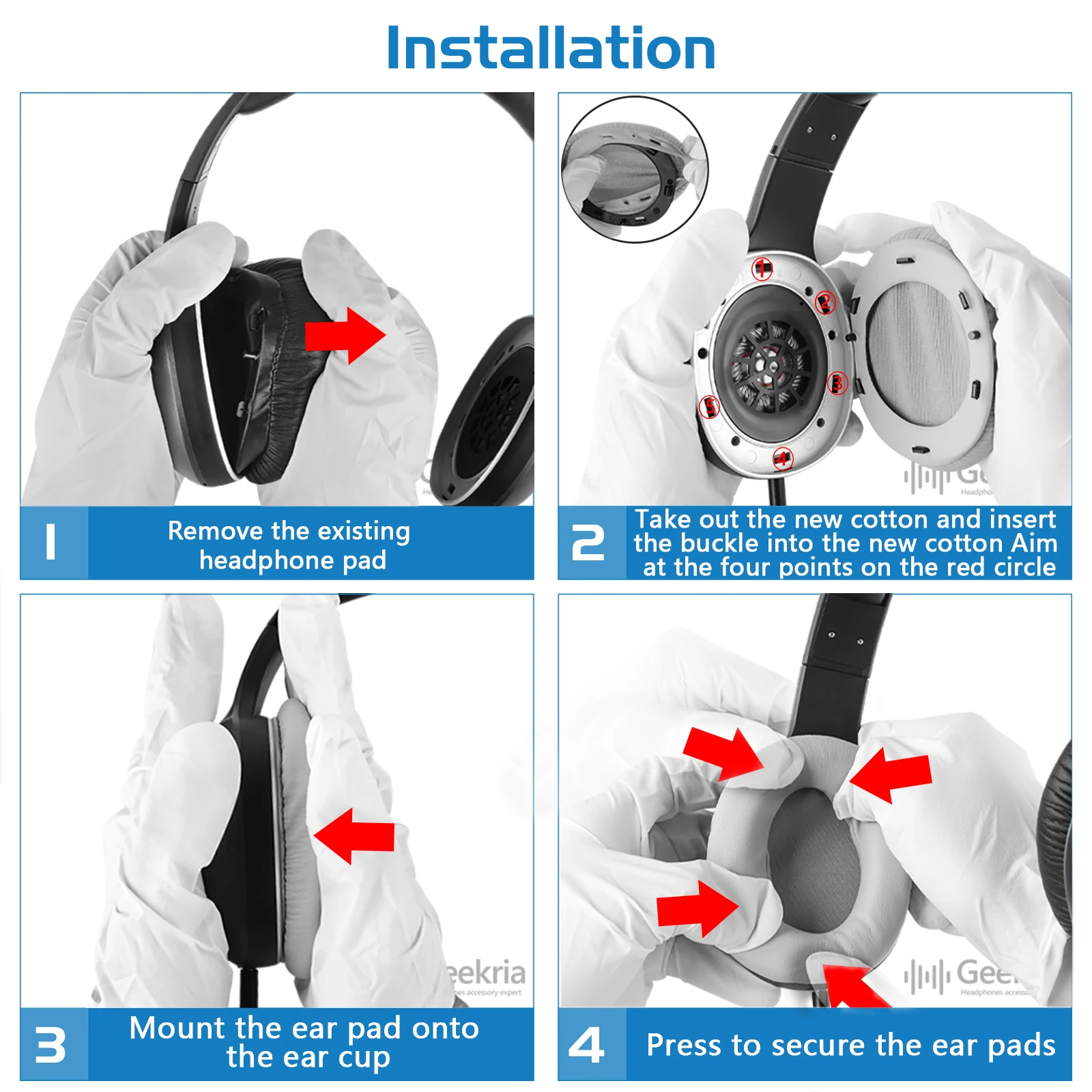 Geekria QuickFit Replacement Ear Pads for Edifier W800BT (CMIIT ID:2019DP1007) Headphones view 5
