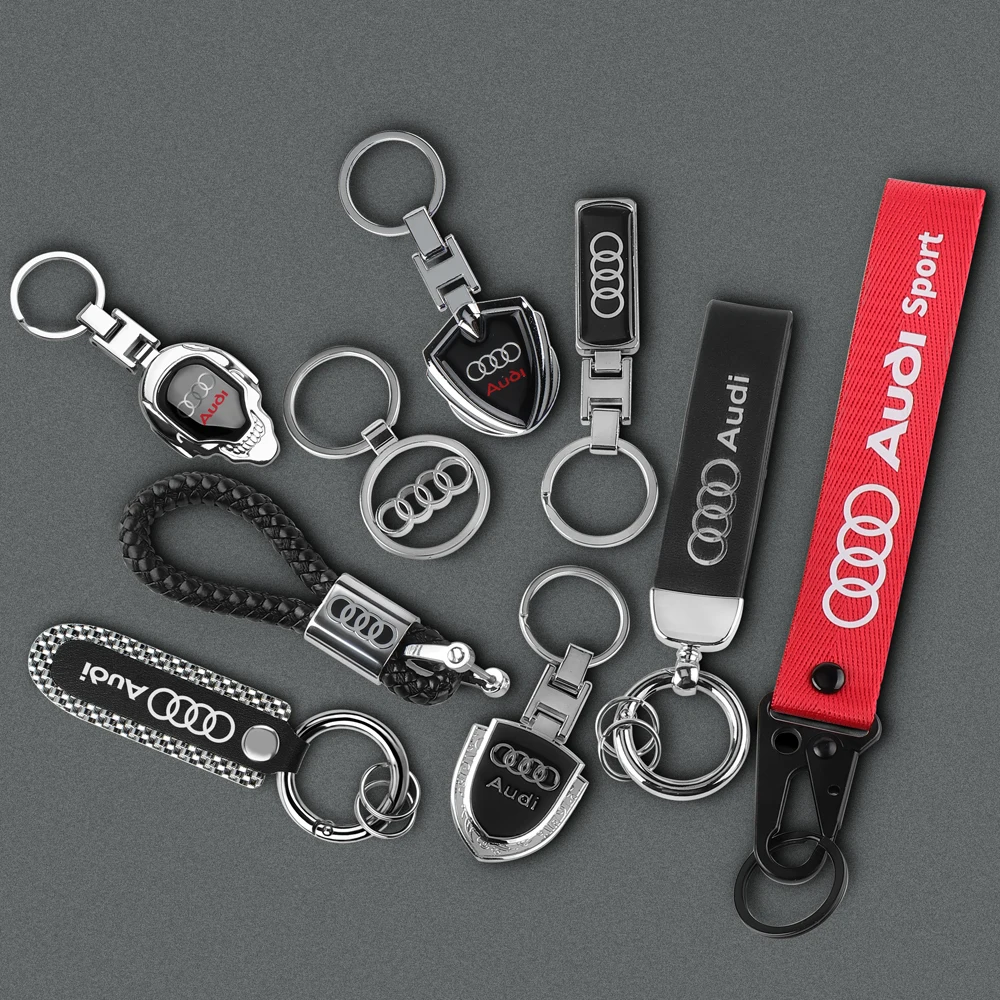 1pc Metal Alloy/Leather Car Keychain Key Chain Rings Valve Core Accessories For Audi A3 A4 B8 8P B9 8V B6 A5 B7 A1 A6 Q3 Sline
