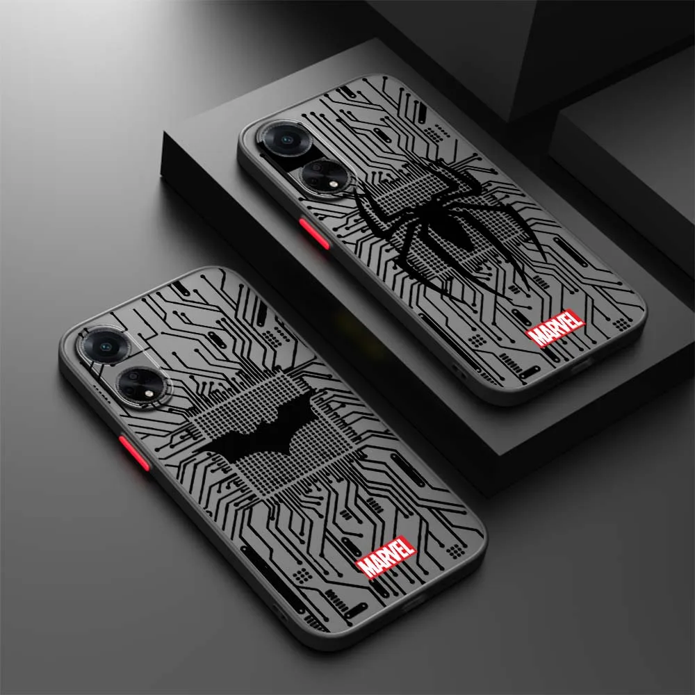 

Spider-Man Art Line Cool For OPPO Find X3 X5 Lite Pro A98 A94 A93 A78 A79 A76 A58 A57 5G Frosted Translucent Phone Case