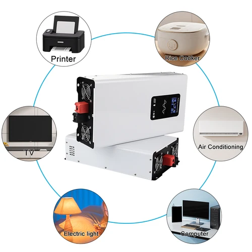 Imagen 2 del producto Inversor de onda sinusoidal pura 10000W 7000W 5000W 4000W DC 12V a AC 220V 60Hz inversor solar de potencia para coche con convertidor de pantalla LCD