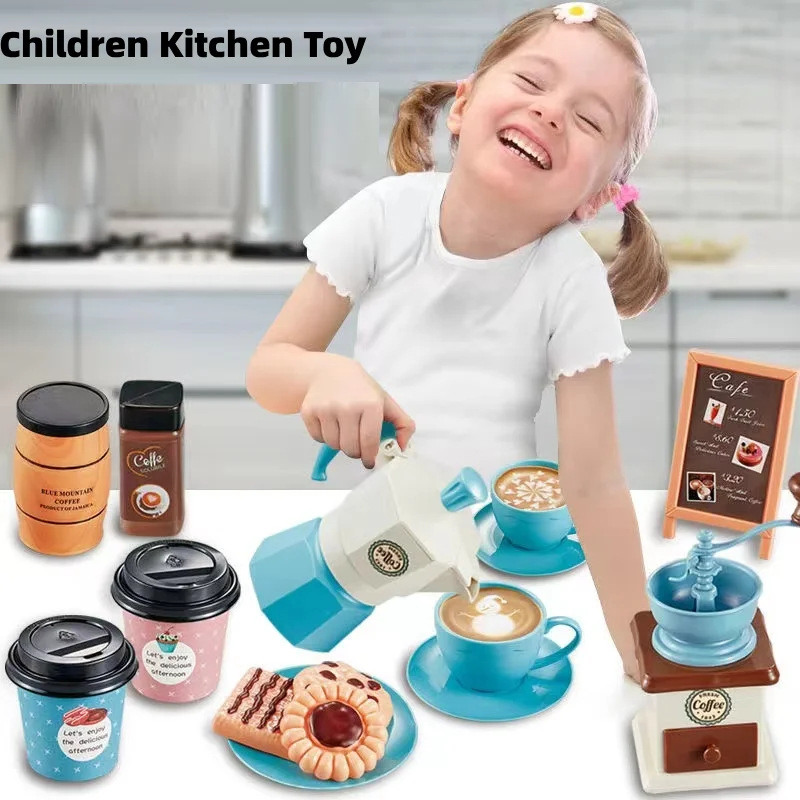 Children Kitchen Toys Simulation Afternoon Tea Set DIY Pretend Food Coffee Machine Dessert Play House Toys For Girls Funny Gifts