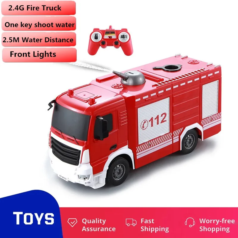 Remote Control Water Fire Truck Water Jet Vehicle Simulation Fire Truck One Key Spray Large Size Engineering Toy RC Fire Truck