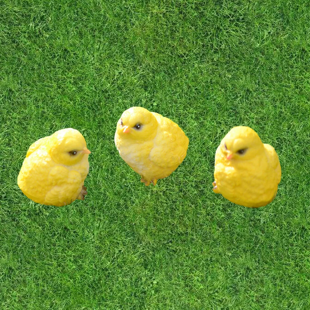 3Pcs Vivid Little Yellow Resin Chicks for Garden Decoration Outdoor Lawn Ornament Easter Theme Chick Garden Statue Mini Resin