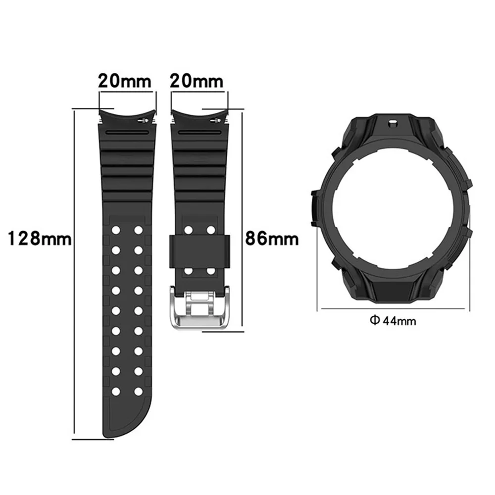 삼성 갤럭시 워치 5 용 케이스 및 스트랩, 실리콘 팔찌 보호 커버, 삼성 워치 4 용, 40mm 44mm