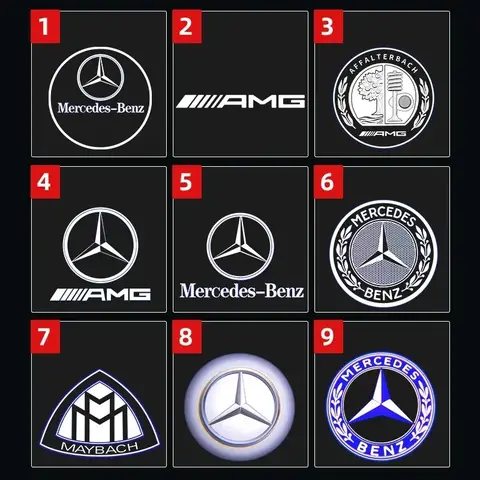 2 st LED-bildörrs välkomstljus logotypprojektor för Mercedes Benz GT W223 W639 W168 W245 W215 W164 X164 W204 W219 W206 W209 W218 10 best sales Mercedes 204 - №6