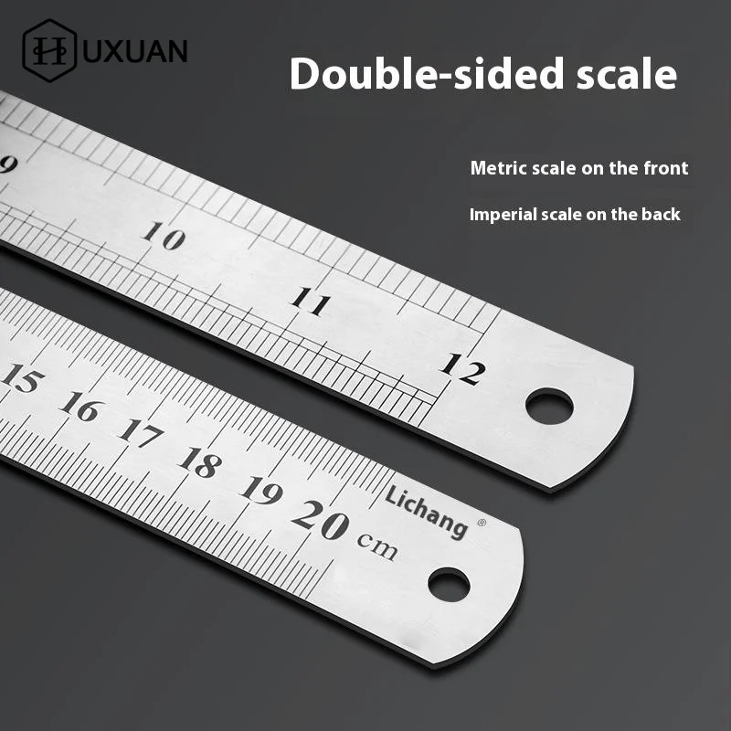 Righello dritto in metallo in acciaio inossidabile 15/30/50 cm Strumento di misurazione di precisione a doppia faccia Utensili manuali per disegno di cancelleria