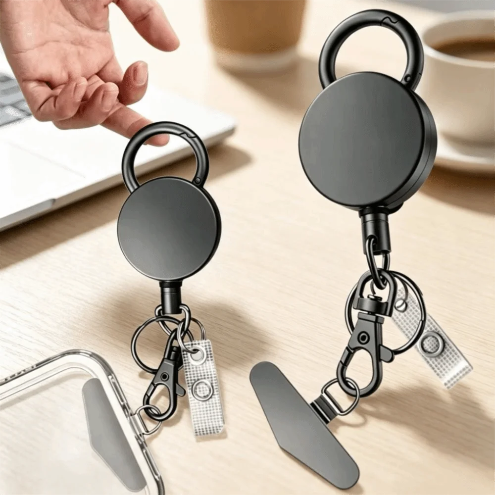 Retractable Phone Holder Lanyard Anti-Theft Anti-Drop Anti-Theft Lanyard Metal Clip Safety Lanyard Anti-Drop Harness Cycling