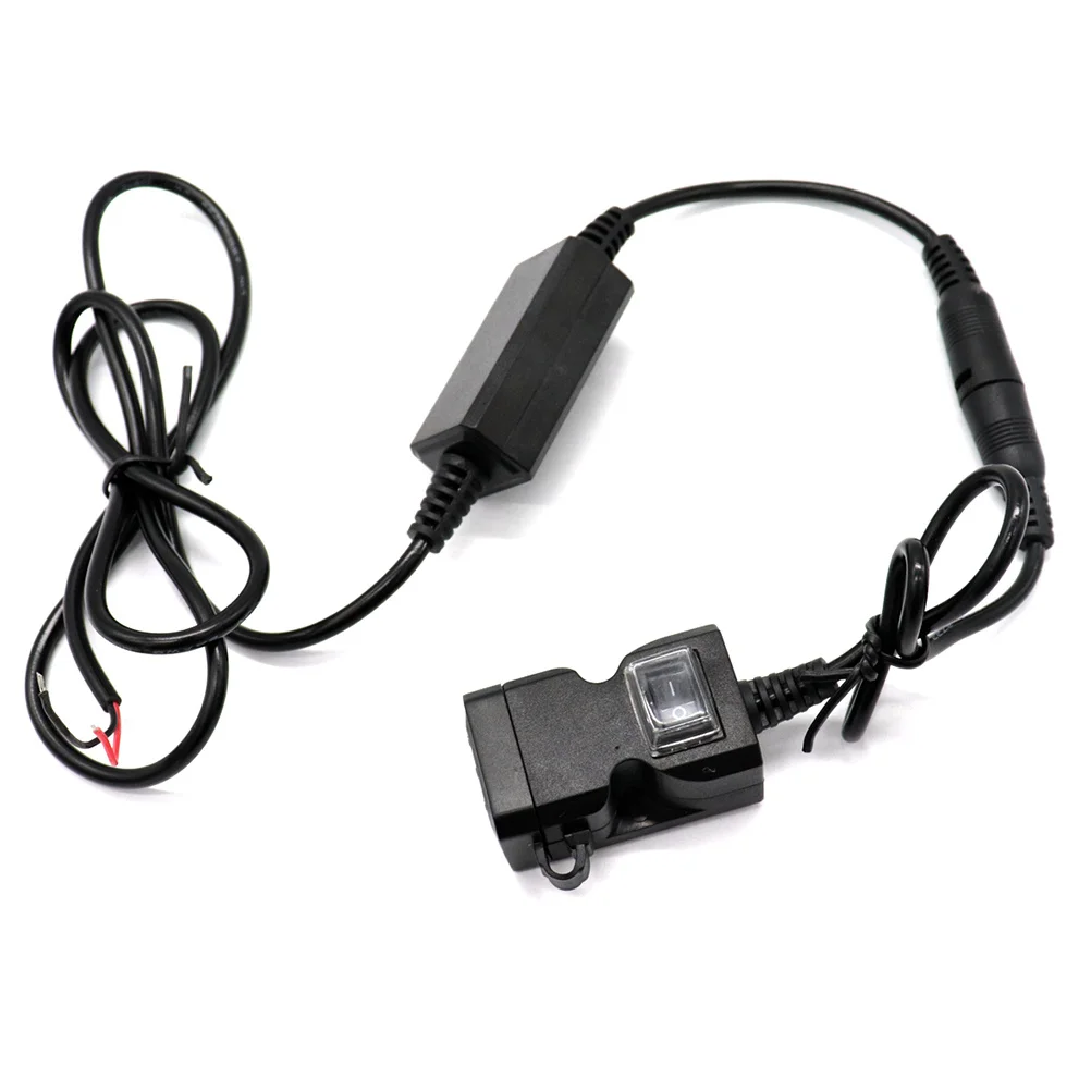 

Dual Usb Motorcycle Power Socket Adapter Waterproof For Gps Camera Digital Devices Smartphone Mount Black