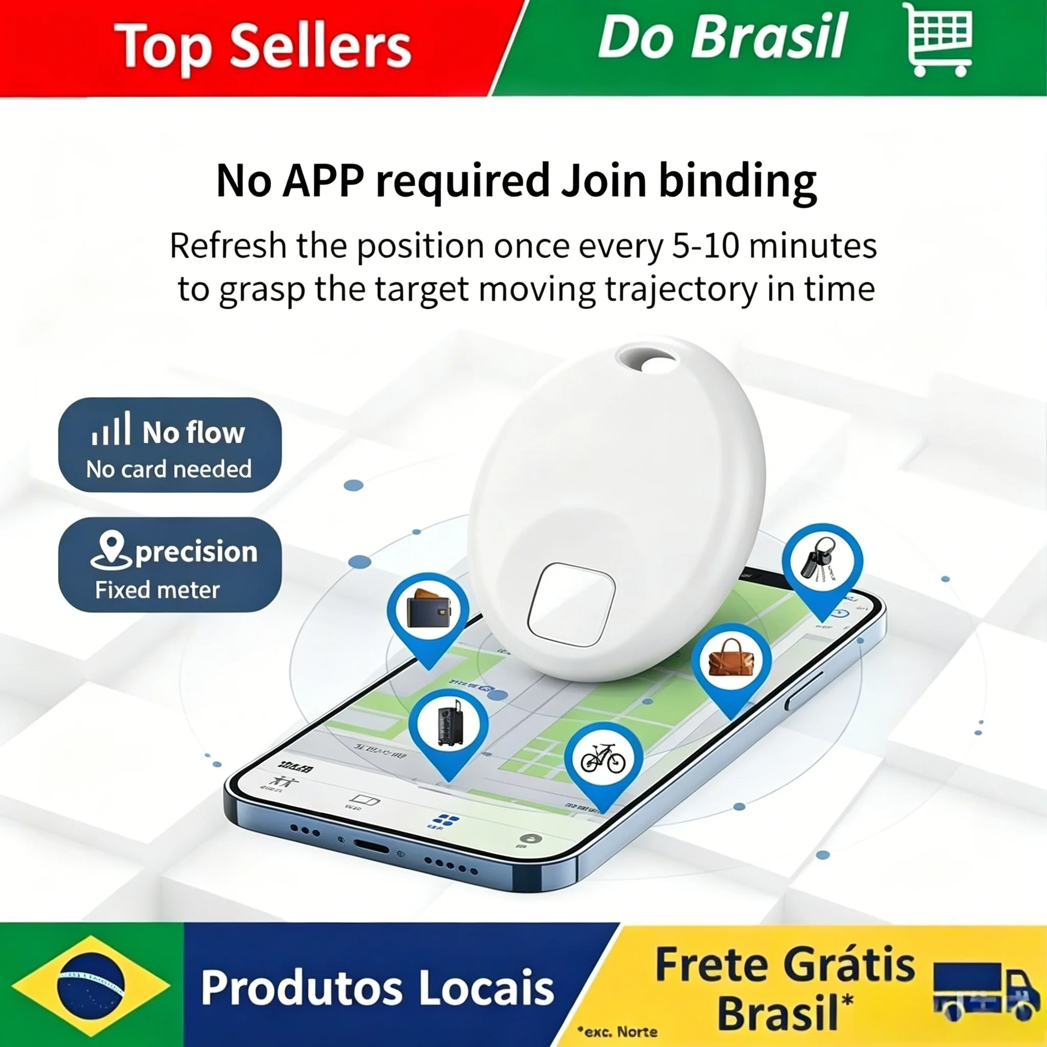 Mini Rastreador GPS Bluetooth Estilo Cartão Fino para iOS (Aplicativo Find My), Localizador Anti-Perda para Carteira, Chaves, Bagagem, Mochilas, Crianças e Animais de Estimação