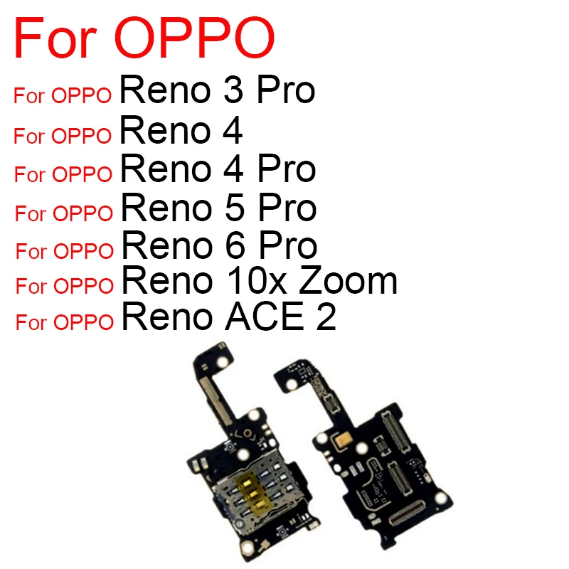 SIM+Mic phone Flex Cable For OPPO Reno 3 4 5 6 10x Zoom ACE 2 Pro phone SIM Deck Board Replacement Parts