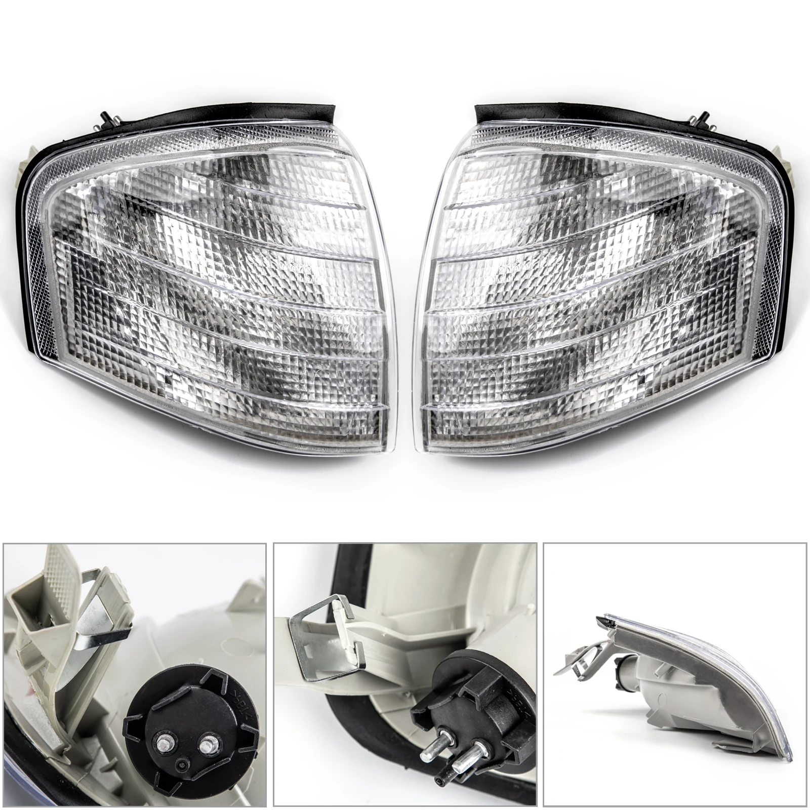 Pair Corner Lights Turn Signal Lamps Fits Mercedes Benz C Class W202 1994-2000 - view 3