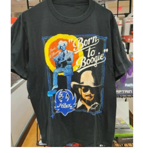 Hank Williams Jr T-shirt 90s Pure Hank Tour 1991 Retro Unisex Black T-shirt.