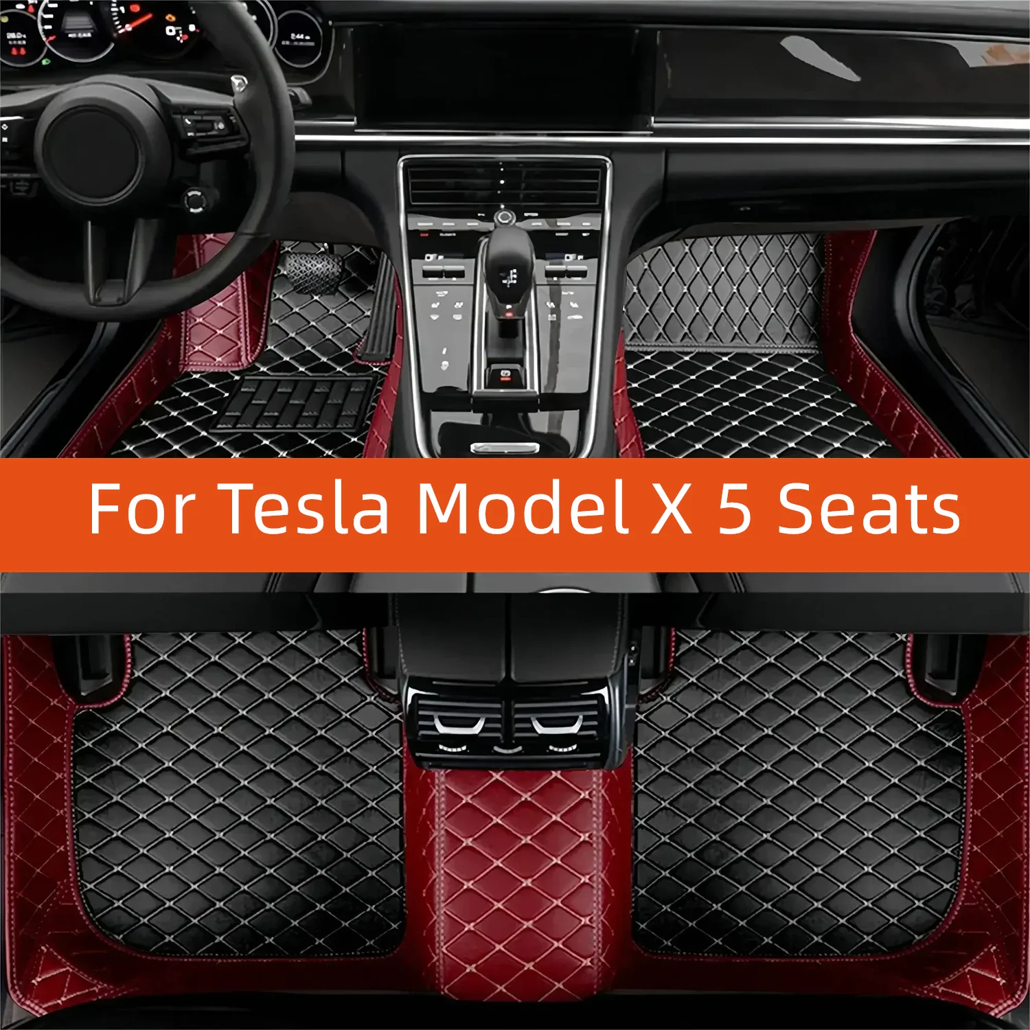 

Custom Leather Car Floor Mat For Tesla Model X 5 Seats 2015 2016 2017 2018 2019 2020 2021 Car Mat Interior Accessories