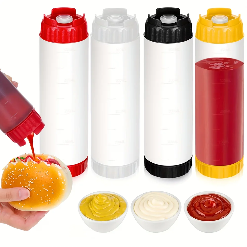 Quantified PE Sauce Bottle,500ML Squeeze Bottle Inverted Leak-Proof Hanging Style Squeeze Bottle,Suitable for Squeezing Jam