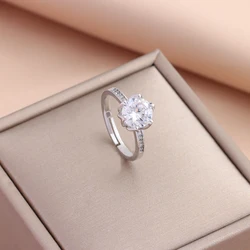 New Sparkly Ten Carats Zircon Open Rings For Women Trendy Fashion Female Sweet Luxury Wedding Ring Jewelry Ladies Accessories