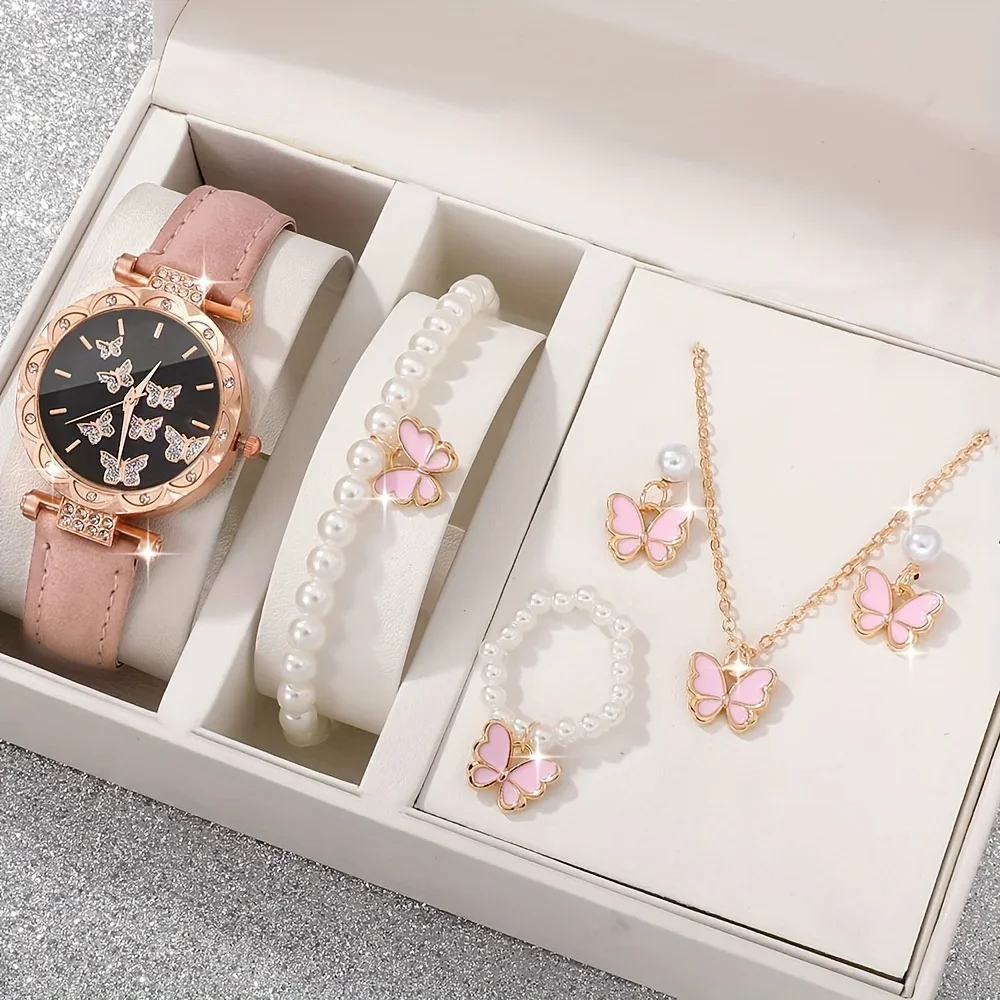 1 set of new fashionable and trendy women's quartz watch set, the best choice for gift giving to the gentle one