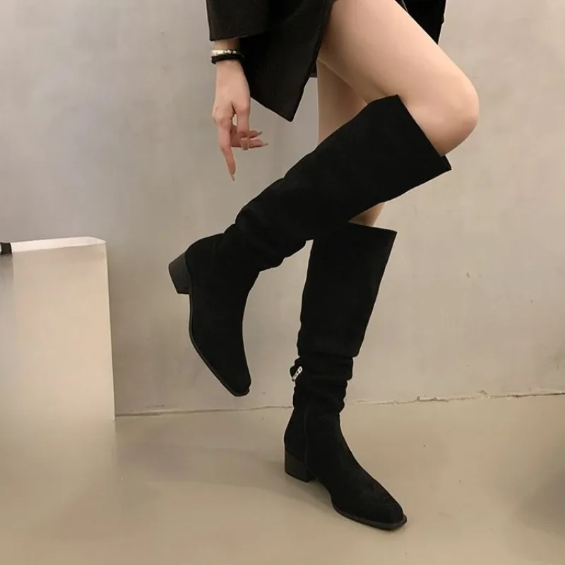 Loose Ankle-high Platform Knee-length Boots, Long Women's Thick-soled Versatile Boots