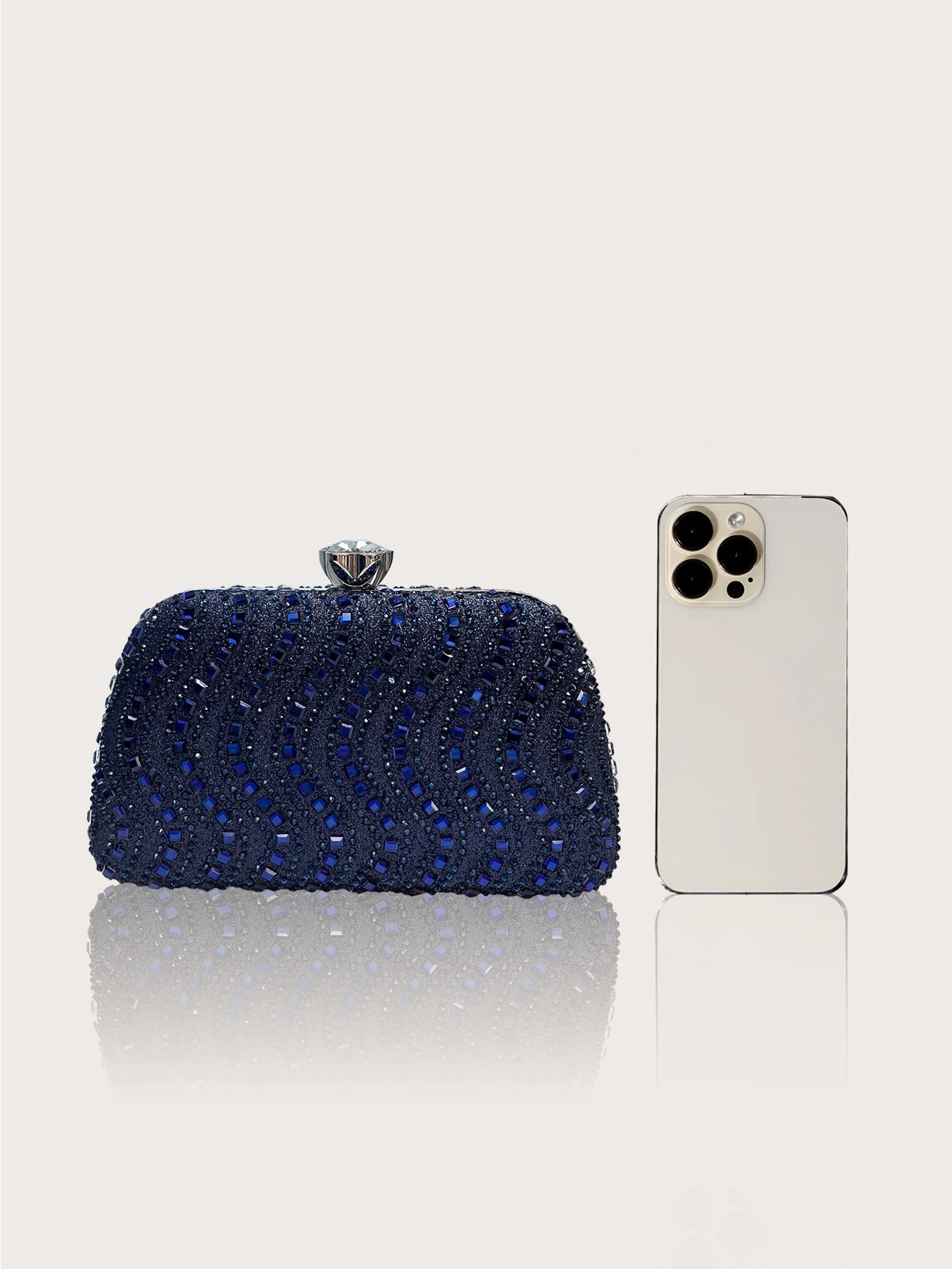 حقيبة صندوق مزخرفة من حجر الراين اللامع وحقيبة كلاتش، حقيبة سهرة نسائية رائعة وساحرة بألوان نقية، حقيبة سهرة نسائية أنيقة ومكررة، مع قلادة رائعة وأقراط وفساتين الزفاف، ومثالية للحفلات والفساتين والفساتين الضيقة #3