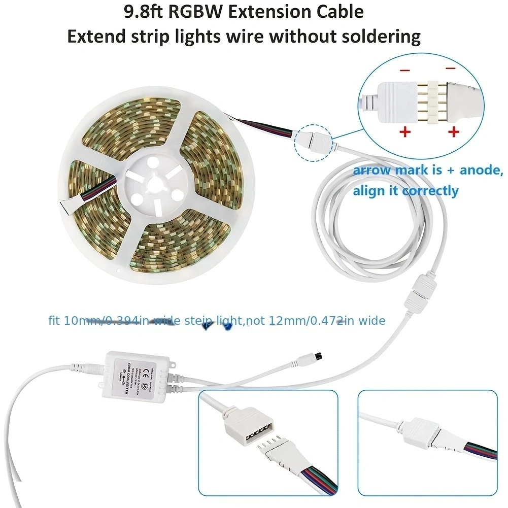 95Pcs LED Strip Connector for 5050 10mm 4Pin L Shape T Shape Solderless Gapless Adapter, 2 Way Splitter