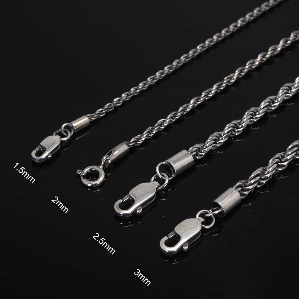 Real Pure 925 Sterling Silver Man Sweater Necklace Italy Design Twisted Braided Chain Vintage Men Jewelry Necklaces & Pendants