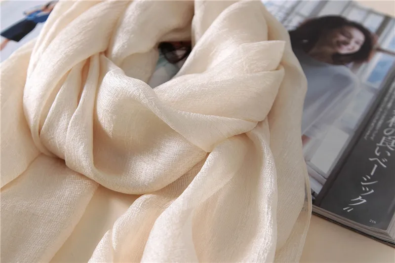 2023 luxus Marke Frauen Mode Schal Plain Solide Seide Leinen Schals Schals Sommer Dame Bandanas Pashmina Foulard Hijab 180*90 cm – Detail 21