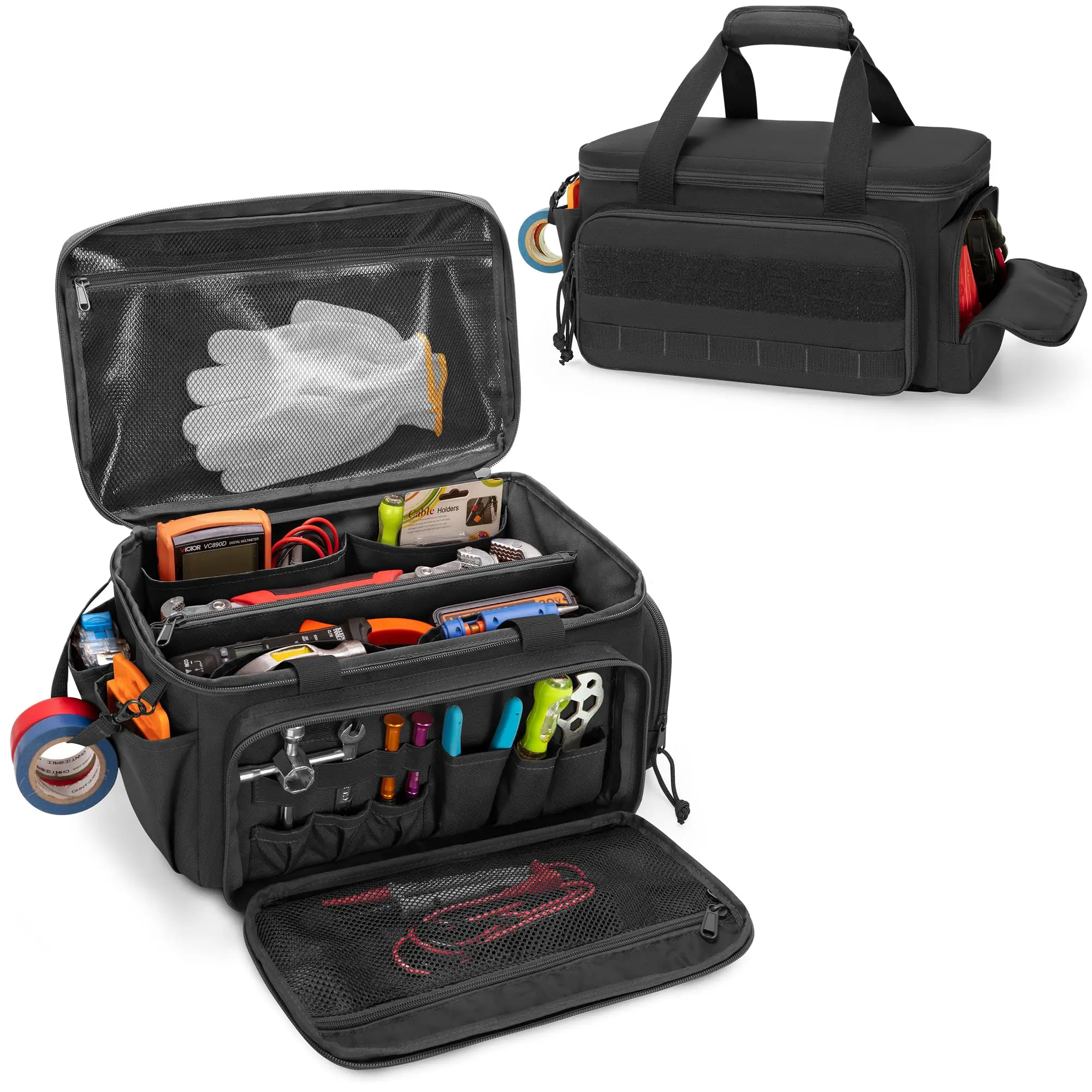 Fourre-tout de travail polyvalent pour charpentier, organisateur d'outils d'électricien en Nylon multi-poches, sac à outils tactique avec fond Anti-friction