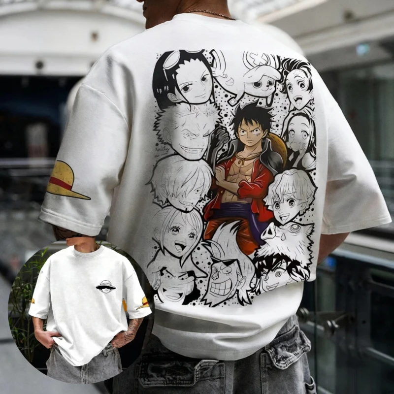 

One Piece Demon Slayer Anime Graphic T Shirt Men Women Cotton Short Sleeve Casual Tops 2026 Summer Streetwear Anime Y2k Clothes