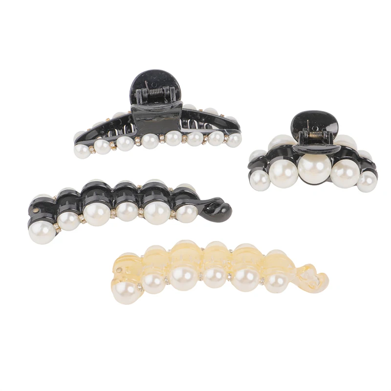 Pince à cheveux en perles exquises pour femmes et filles, épingle à cheveux simple, pince à griffes élégante, mode, accessoires de sauna, cadeau