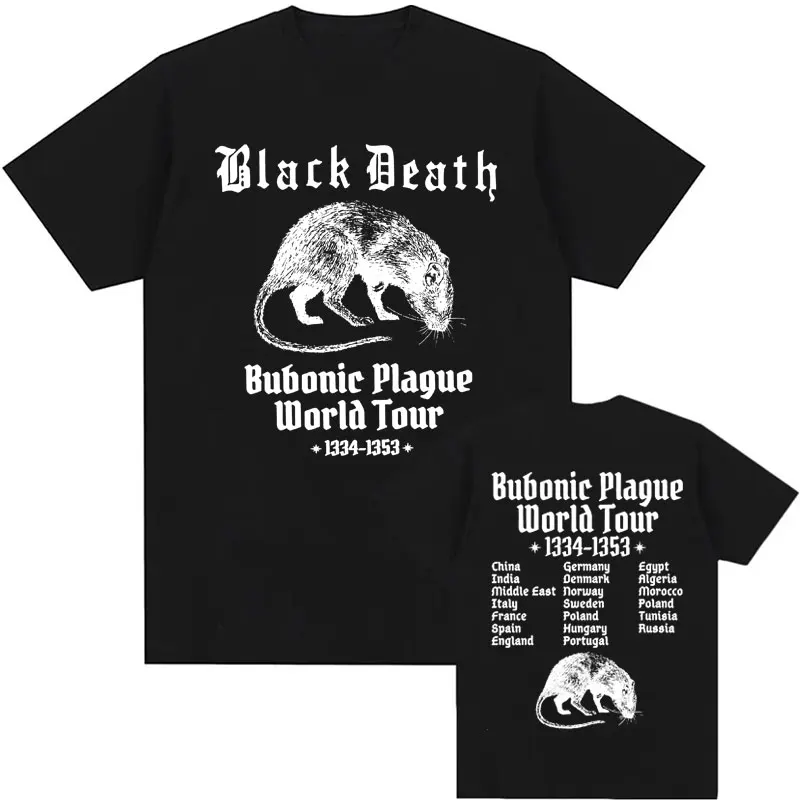 Bubonic Plague World Tour 2024 Tshirts Men Women Casual Funny Meme Gothic T Shirt Fashion Vintage Oversized Short Sleeve T-shirt