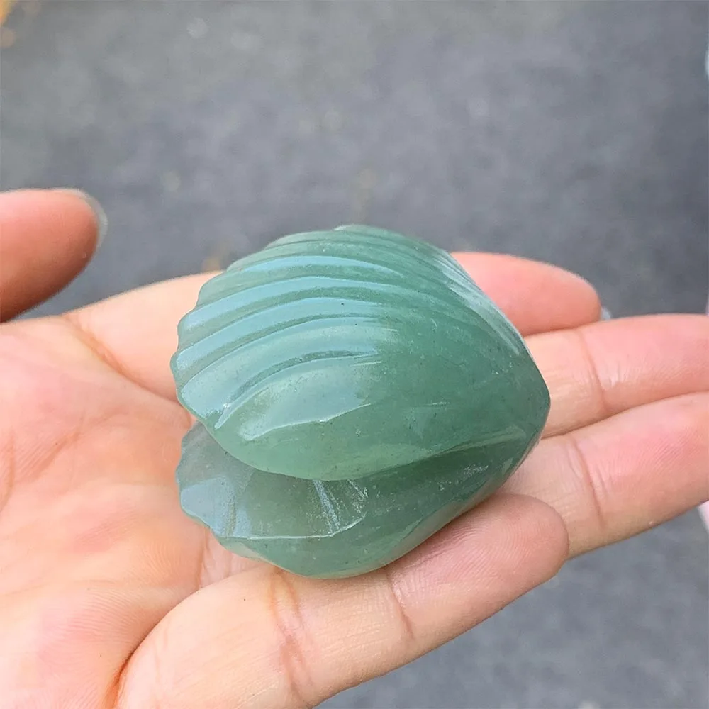 Custom 5cm Green Aventurine Shell Figurine - Hand-Carved Crystal Statue for Home Decor, Reiki Healing Stone & Unique Gift