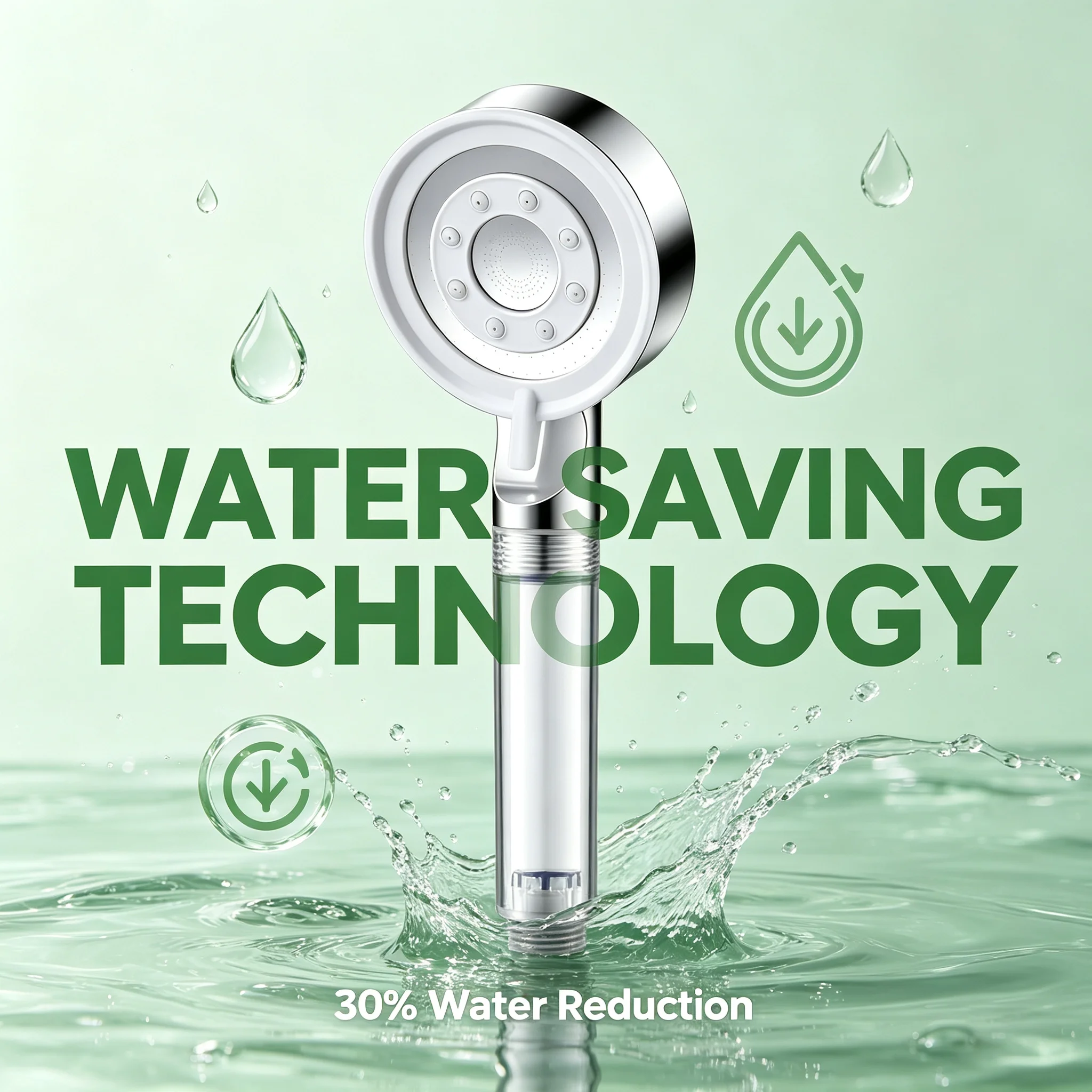 High Pressure Filtered Handheld Shower Head with 5 Adjustable Spray Modes - Removes Impurities Bathroom Shower Fixture